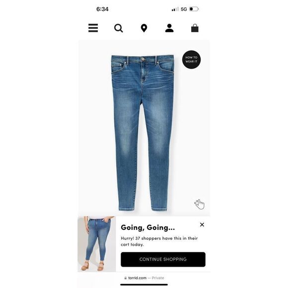 Torrid 16r midrise super skinny blue jean/denim jegging legging nwt - Picture 1 of 7